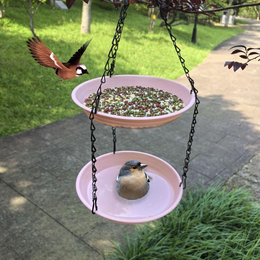 Hanging Double Layer Bird Feeder Convenient Large Capacity Bird Feeding Dish Durable Dual-purpose Bird Tray Platform Feeder