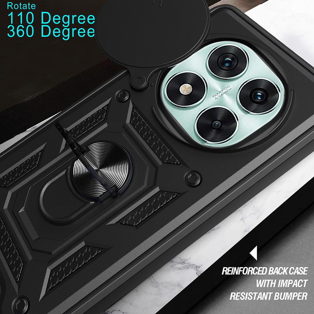 For Xiaomi Redmi Note 14 Pro 5G/Poco X7 5G Case with Slide Camera Lid PC+TPU Kickstand Phone Cover