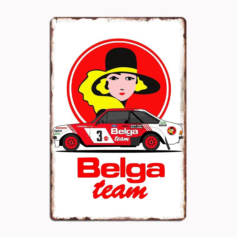 Droogmans Belga Team 911 RS1800 Vintage Rally Racing Car Metal Sign Posters Garage Custom Home Decor Room Decoration Wall Decor