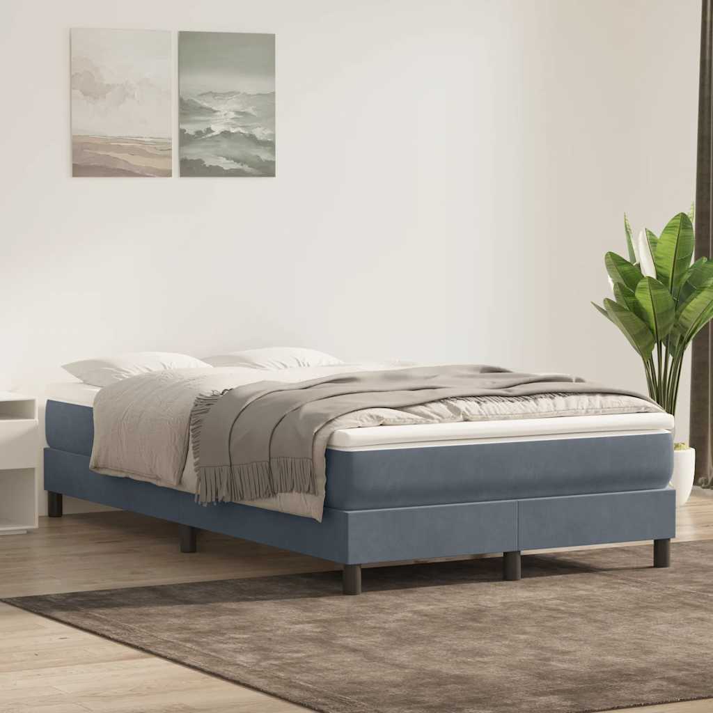 Box Spring Bed without Mattress Dark Gray 120 x 210 cm Velvet