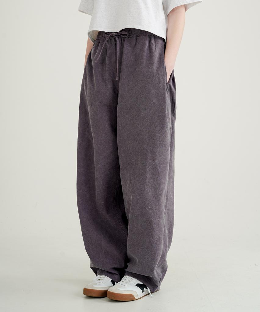 WV PROJECT Turn-Dyed Like Linen Elastic Waist Pants Deep Purple Jnlp7717