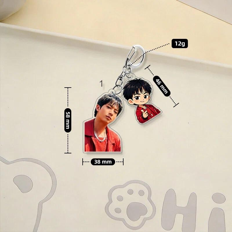 Portachiavi Acrilico Kpop BTS Ciondolo Carino Cartone Animato Chibi & Ritratto Reale Portachiavi Borsa Zaino Ciondolo Supporto Fan Merchandising Regalo 7 Stili