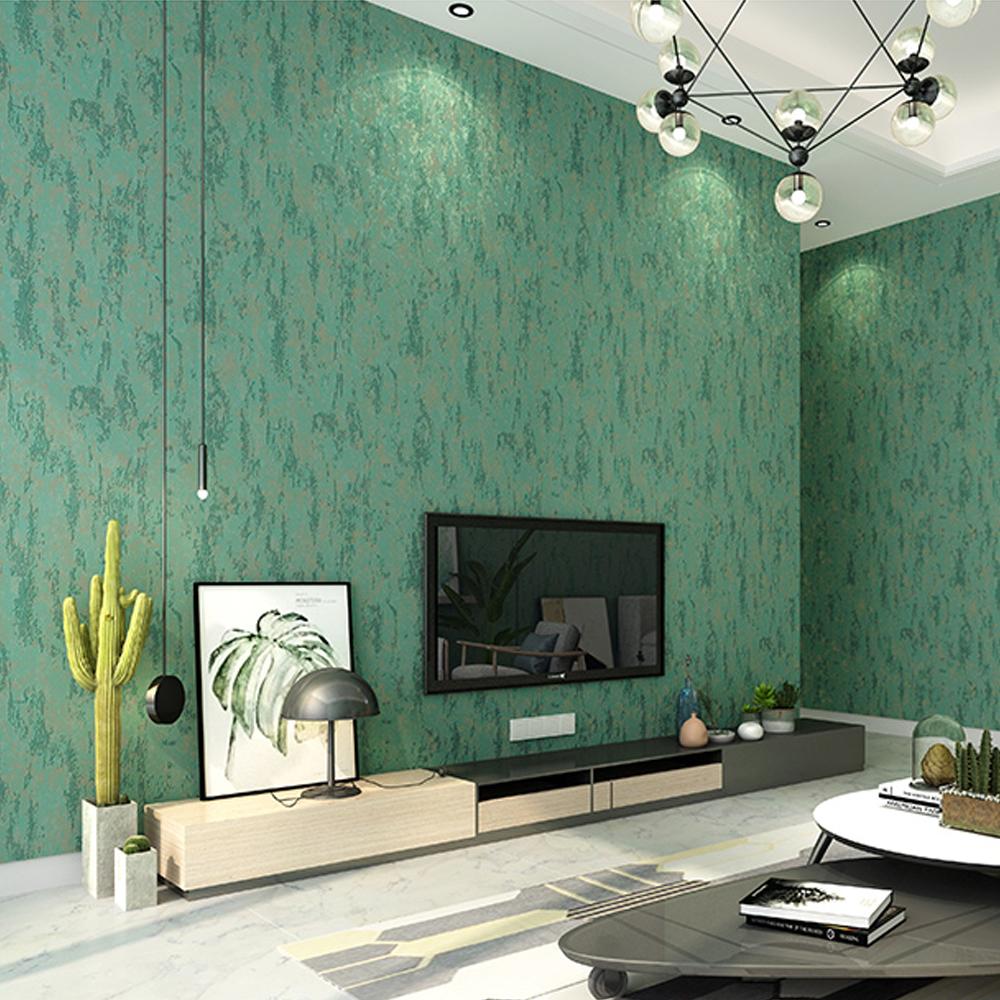 Retro Pure Green Wallpaper Bedroom Living Room Sofa Background Wall Paper Modern