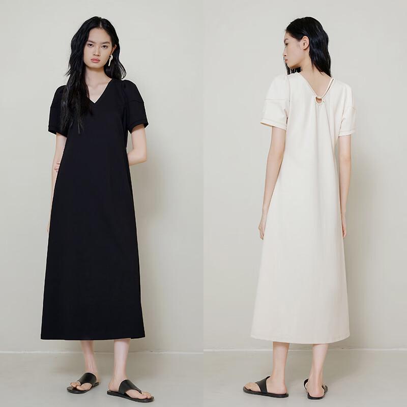 Elegant V-Neck Short Sleeve Midi Dress XL бежевый