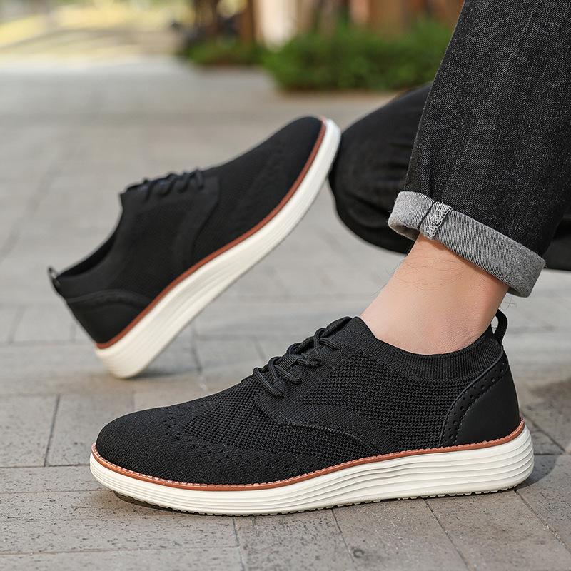 Popular lightweight lace-up British casual men's shoes breathable fly-woven loafers men's large-size mesh shoes tide