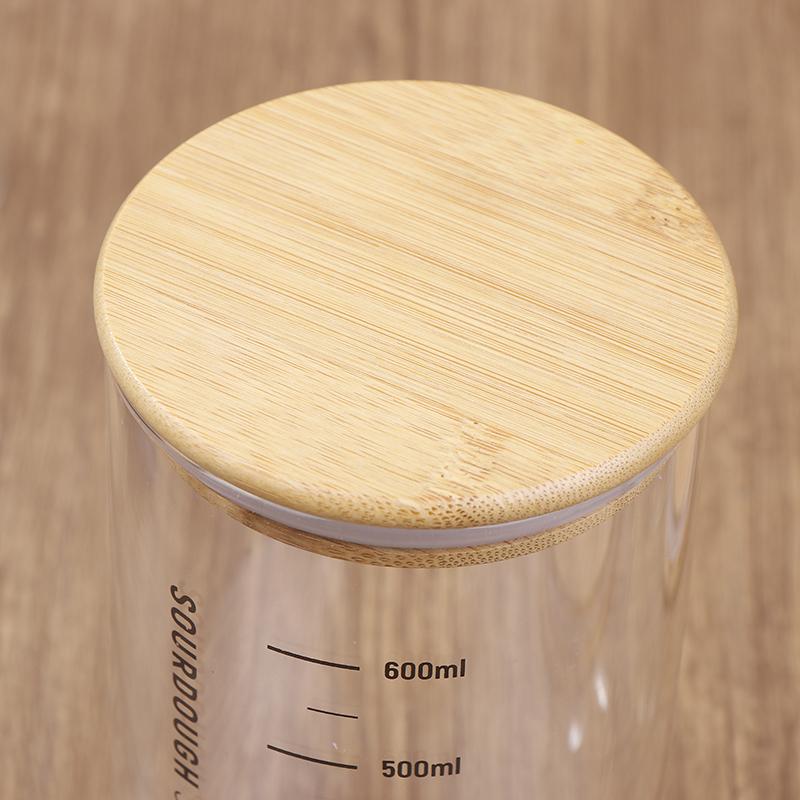 Borcan pentru maia 300/600/900ml Sticlă transparentă rezistentă la căldură Recipient pentru maia pentru copt Borcan pentru fermentație Depozitare alimente