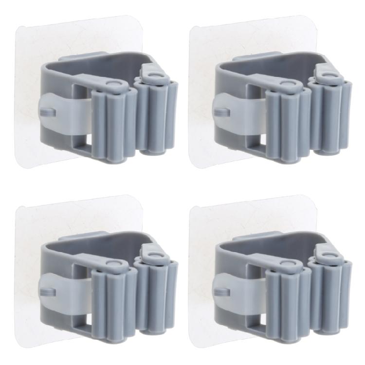 4PCS Mop Broom Holder Wall Mounted Broom Clip Mop Grippers Self-Adhesive Racks 1