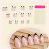 24 Pcs French Tip Stick On Nail Stylish False Nail Short Almond Press On Nail Simple Artificial Acrylic Nail