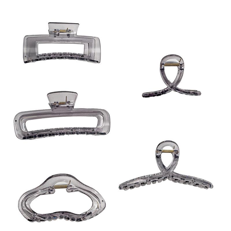 Transparent Gray Large Claw Clip - High-End Korean Hair Accessory for Women's Updos