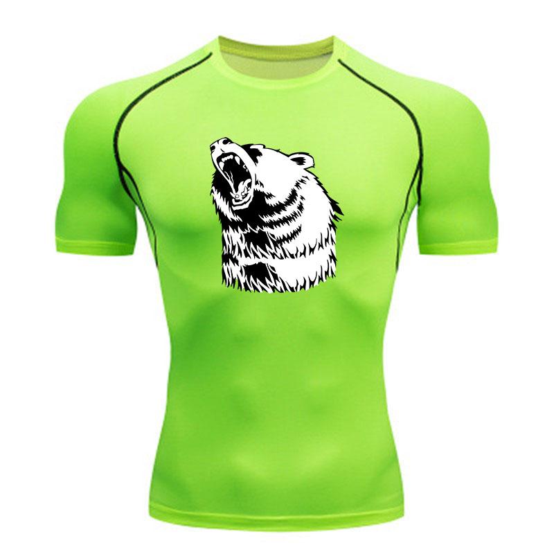 Men's Compression Athletic Workout T-Shirt, Roaring Bear Pri