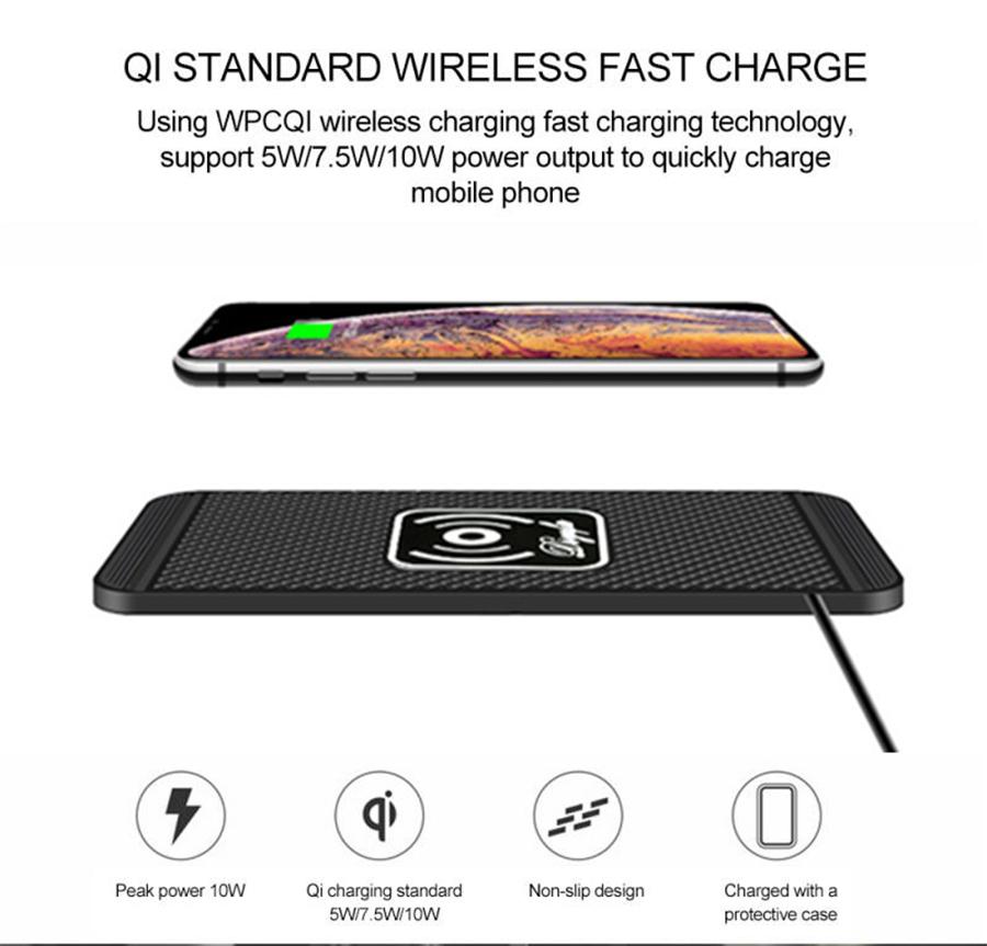 10W Car Launch Pad With Cable Fast Wireless Charger For Samsung iPhone 13 12 11