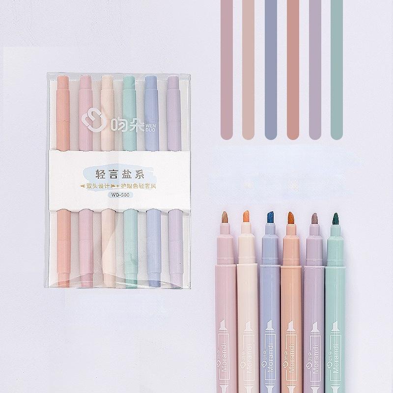 

6 Colors/set, Light Luxury Style Super Soft Head and Eye Protection Fluorescent Pen, Student Writing Tool Marker Pen