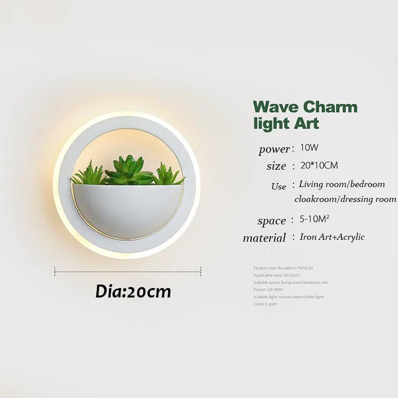 

Светодиодный настенный светильник Nordic, прикроватное освещение для спальни, простые зеленые креативные настенные светильники для растений, украшение для внутреннего коридора white light