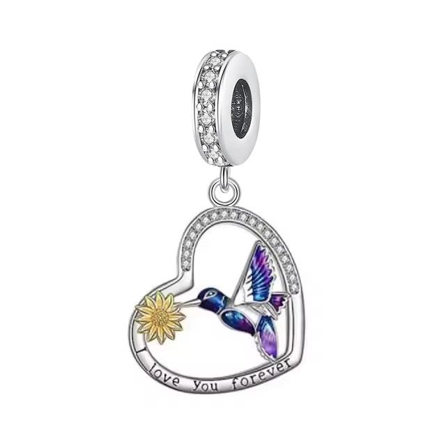 New Fashion Copper Plating Early Spring Series Woodpecker Magpie Maple Leaf Charm Bead Fit Original Bracelet Diy Women Jewelry