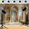 Christmas Day Wreach Snowflake Photography Backdrops Front Door Winter New Year Cottage Living Room Decoration Background DD-06