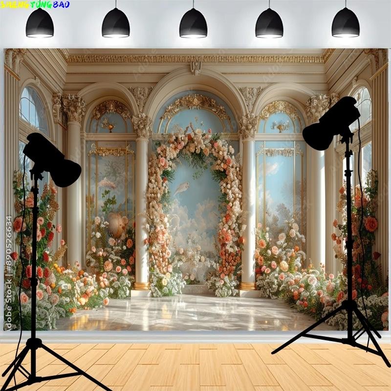 Christmas Day Wreach Snowflake Photography Backdrops Front Door Winter New Year Cottage Living Room Decoration Background DD-06