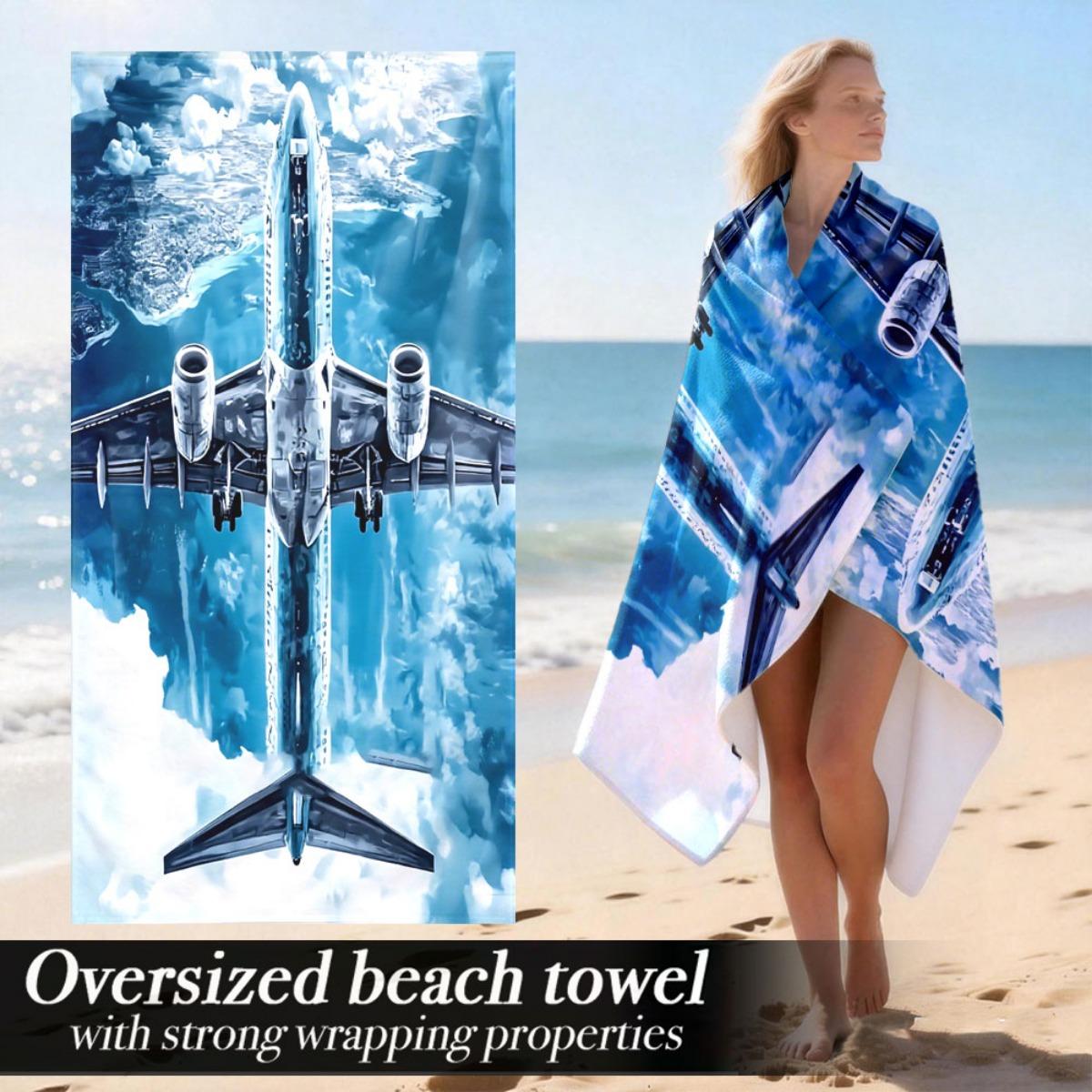 

Airplane Sky View Oversized Beach Towel – Soft & Plush, Aerial Design, Perfect for Camping, Yoga & Gift Use 90x180cm W30*H60(CM)
