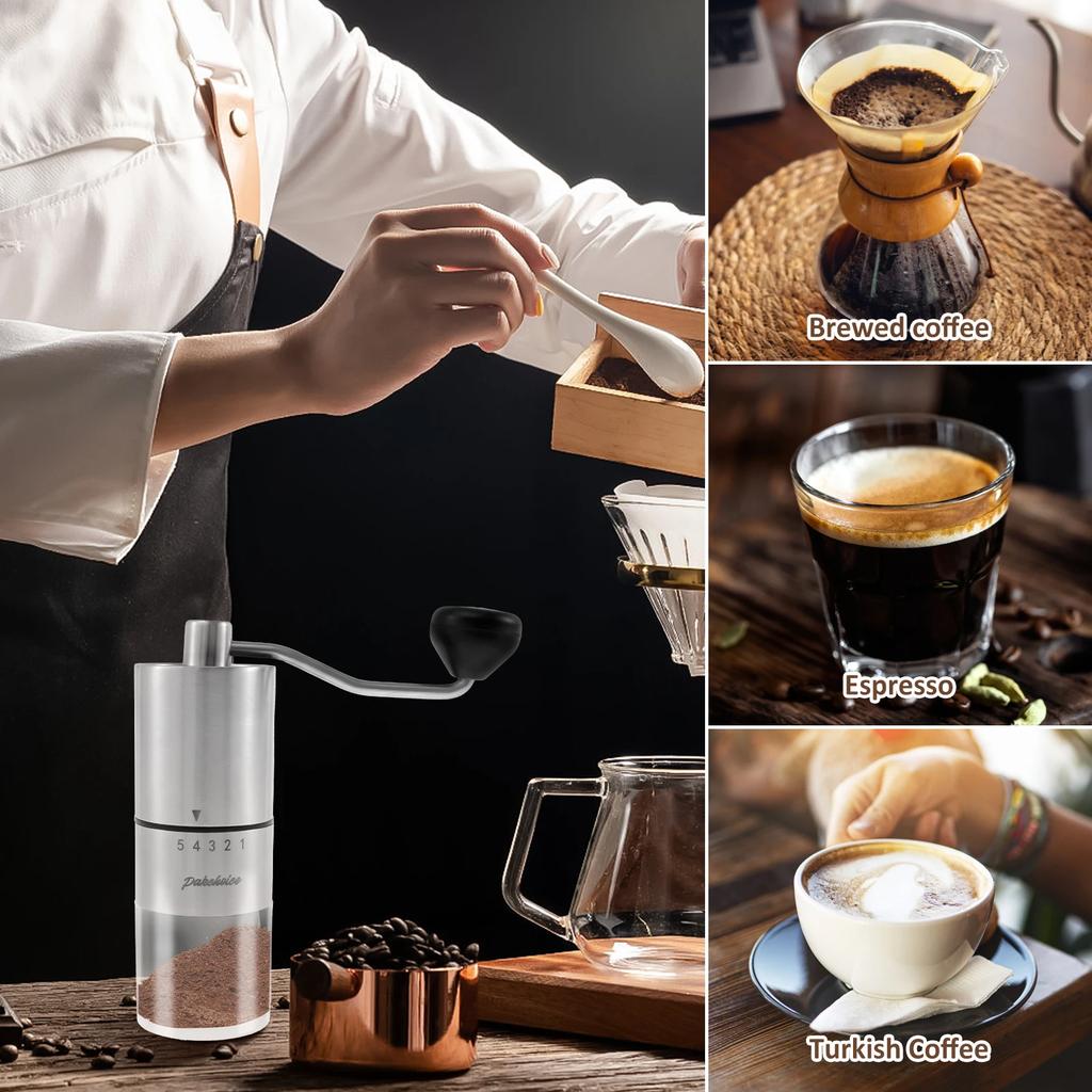 Manual Coffee Grinder Stainless Steel Hand Coffee Mill Hand Cranked Grinder Coarseness Adjustable Household Coffee Crusher