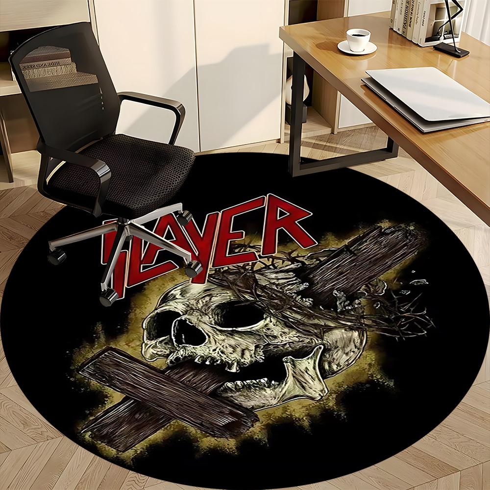 1PC Slayer Skull Office Round Area Rug, Indoor Mat Suitable For Office, Under Office Chairs Bedroom Living Room Home Decor DT1212105
