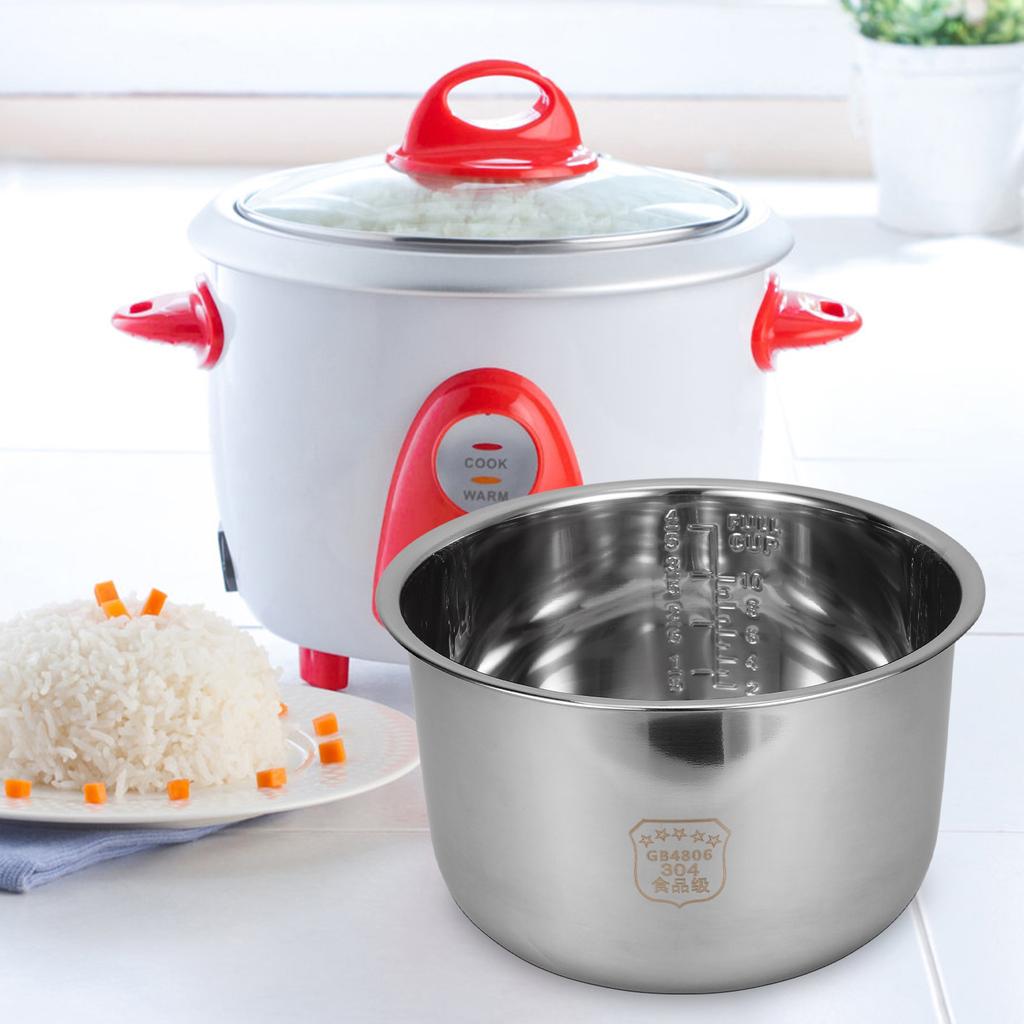 Rice Cooker Aluminum Inner Pot Electric Liner Cookware Multi-use with Cover Silver Stainless Steel Kitchenware Cooking