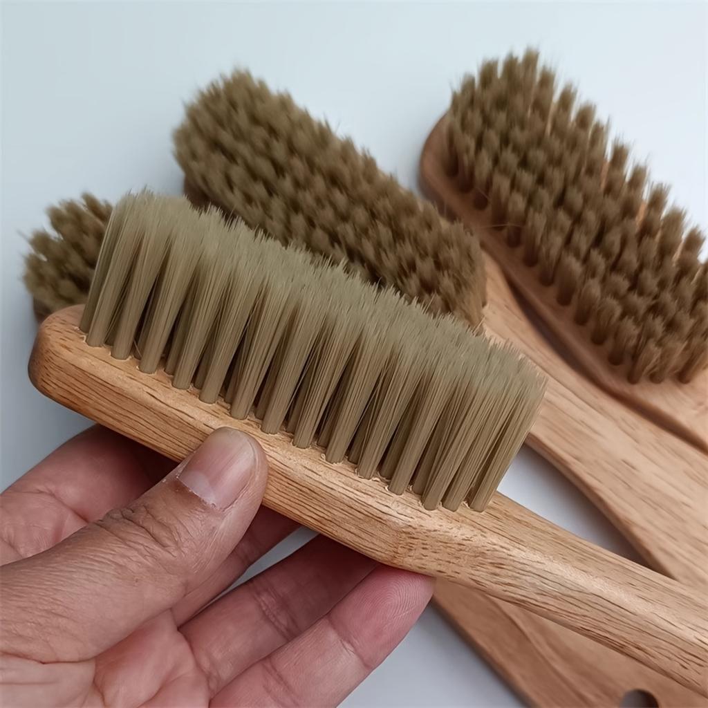 1pc Heavy-Duty Recycled Wooden Shoe Brush with Natural Bristles - Gentle Cleaner & Polish Applicator for Sneakers,Boots,Jewelry