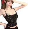 Stylish and Sexy Polka Dot Backless Camisole with Chest Pads – Flirty Summer Top for Women