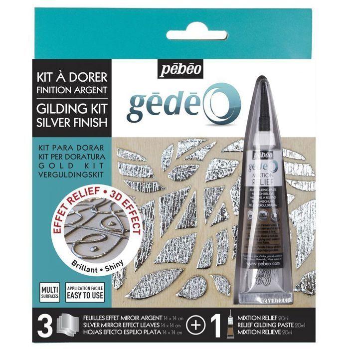 Kit à dorer - 3 feuilles miroir et mixtion 20 ml - Finition argent