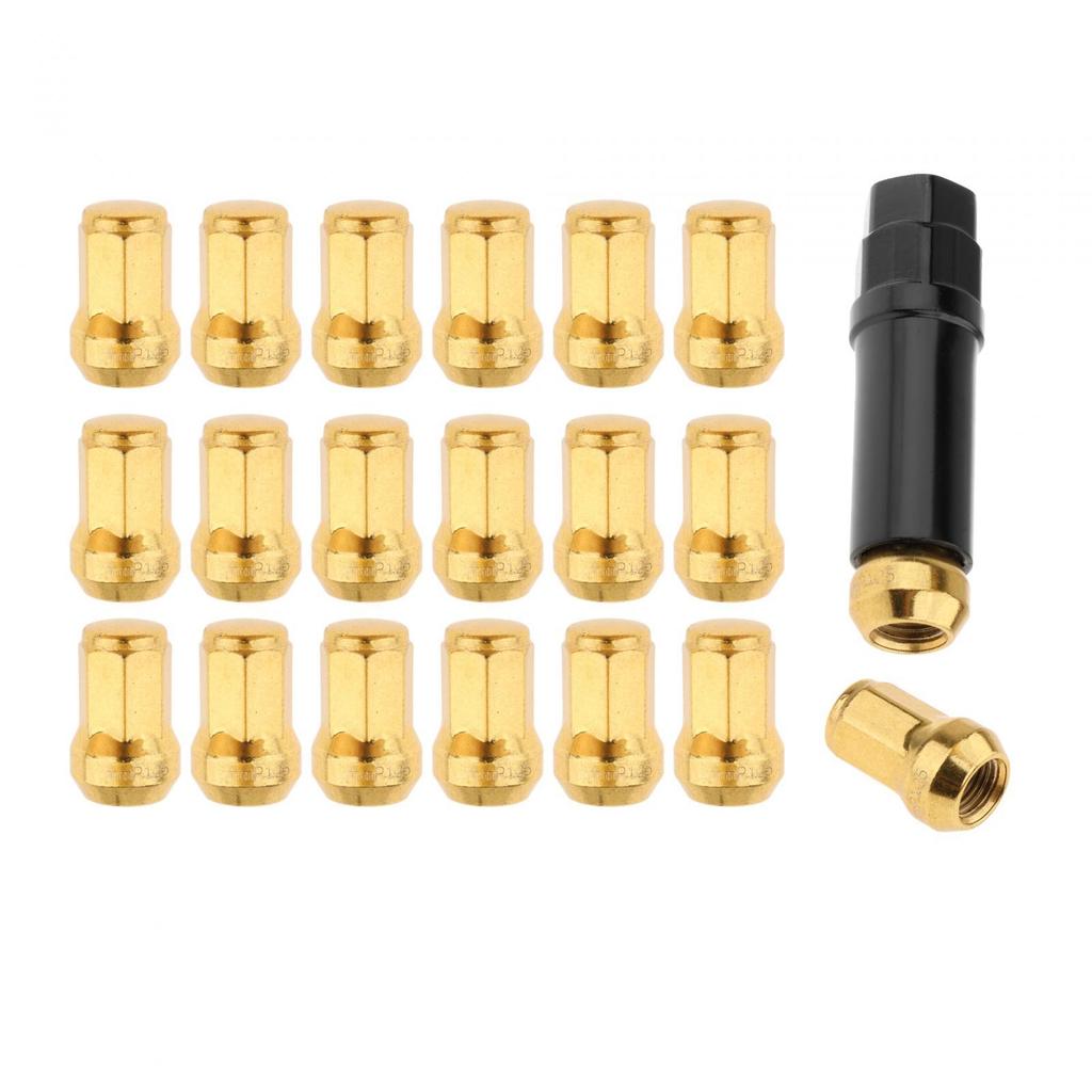 Metal Wheel Lug Nut Set with Socket Key M12 Open End Replacement Parts for Automobile Repair and Upgrade