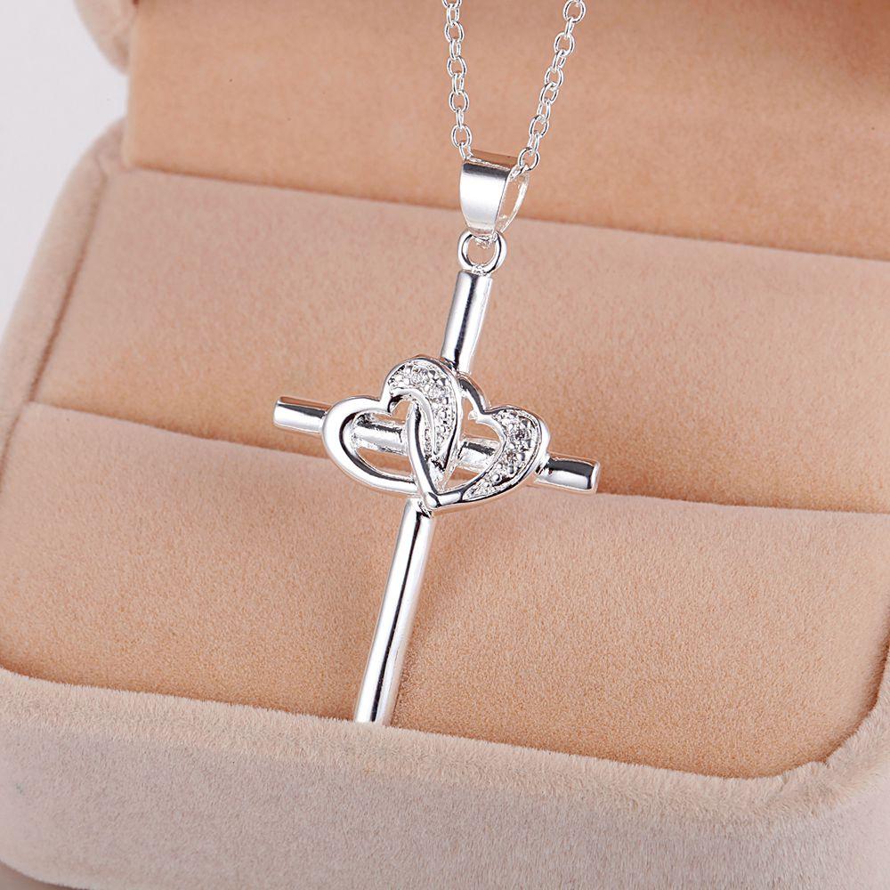 New Cross 925 Sterling Silver Necklace pendant Chain Jewelry for Women Fashion Party wedding accessories GiftsGood product