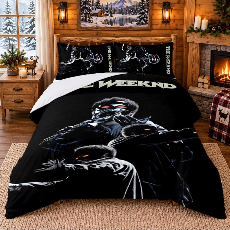 The Weeknd Muster Bettwäsche 3-teiliges Set Bettlaken und Kissenbezüge für Schlafzimmer