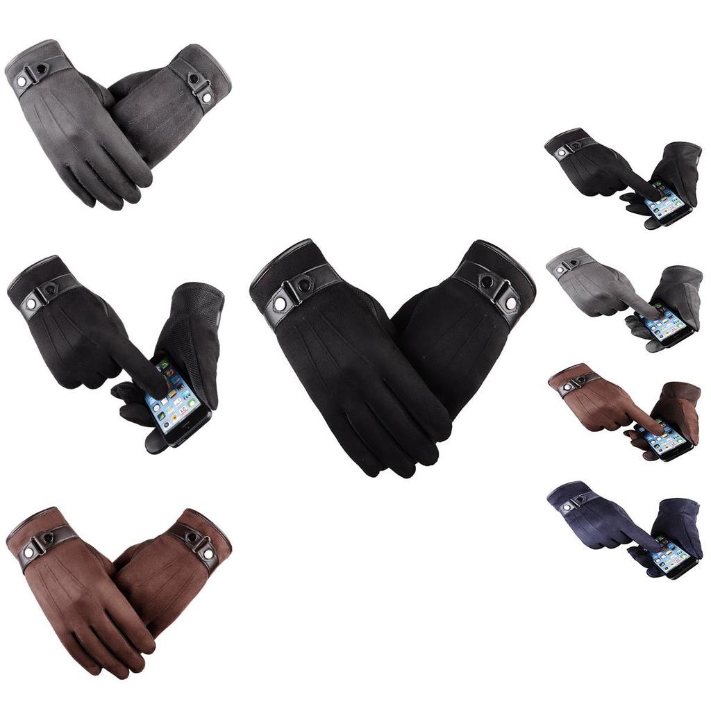 Herren Winter Warme Wildleder PU-Leder Fleecegefüttert Touchscreen Fahrhandschuhe Perfekt für Outdoor-Aktivitäten