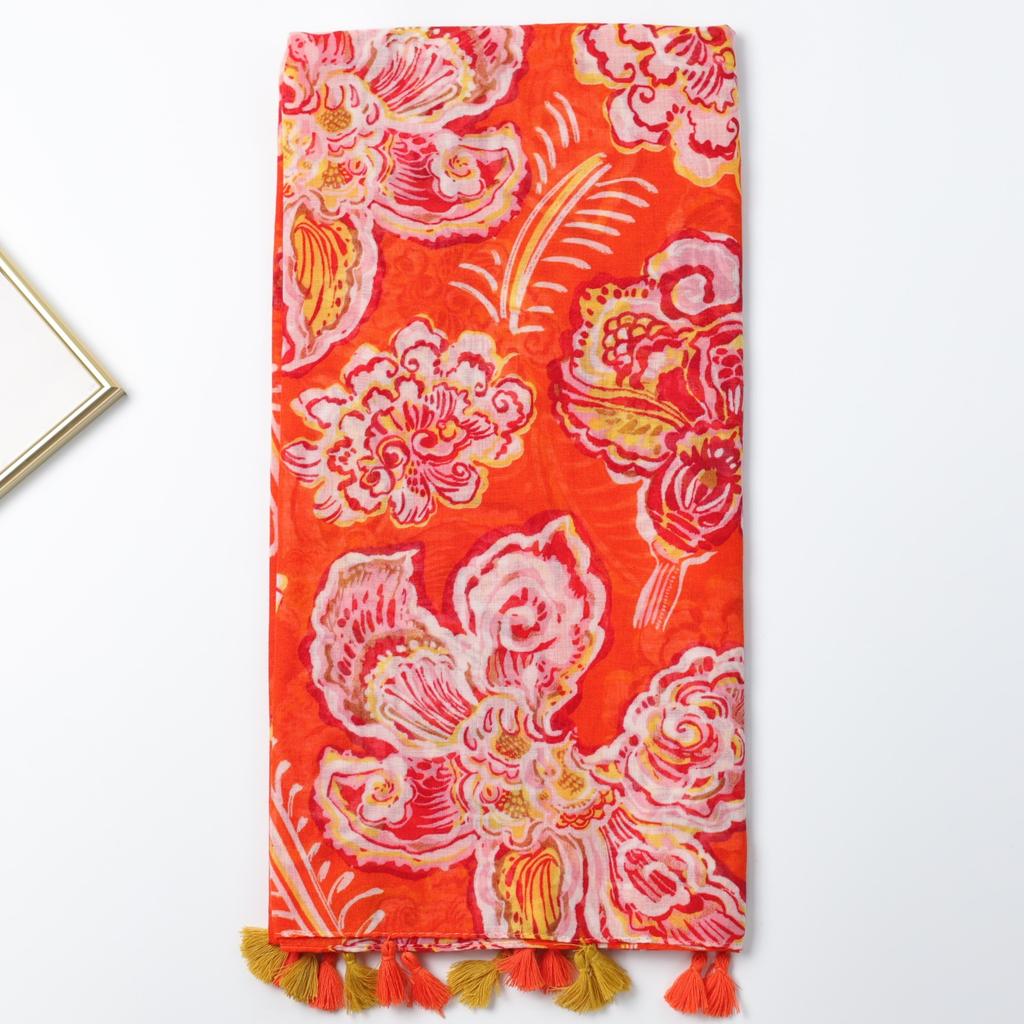 Red Dahlia Bali yarn printing long towel factory sales travel vacation sun protection warm shawl