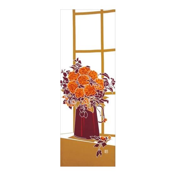 Dyed Anbo Tenugui ``Autumn Window Genuine dyed 100% cotton Tokuoka Made in Japan 35cm x 100cm