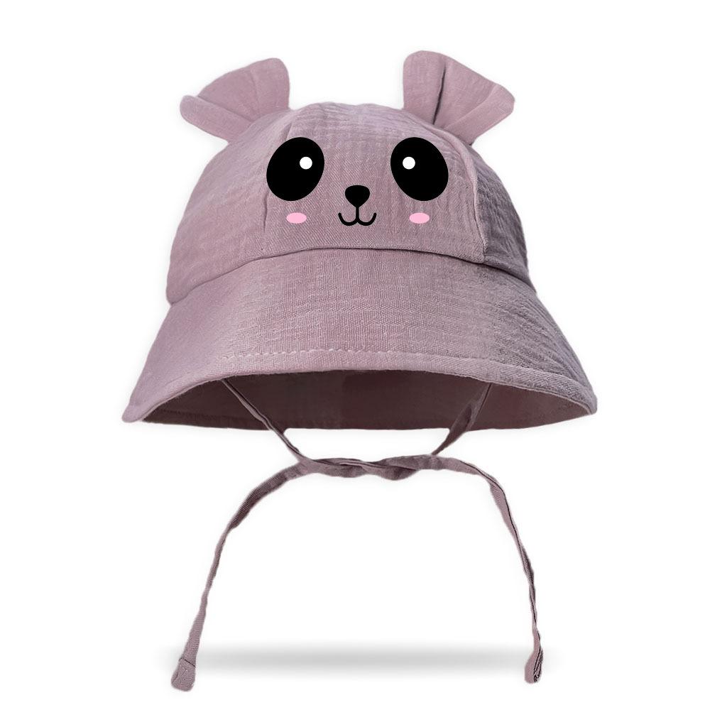 Spring Summer New Children's Gauze Bucket Hat Baby Embossed Bear Fisherman Sun Hat Protective Accessory for Babies