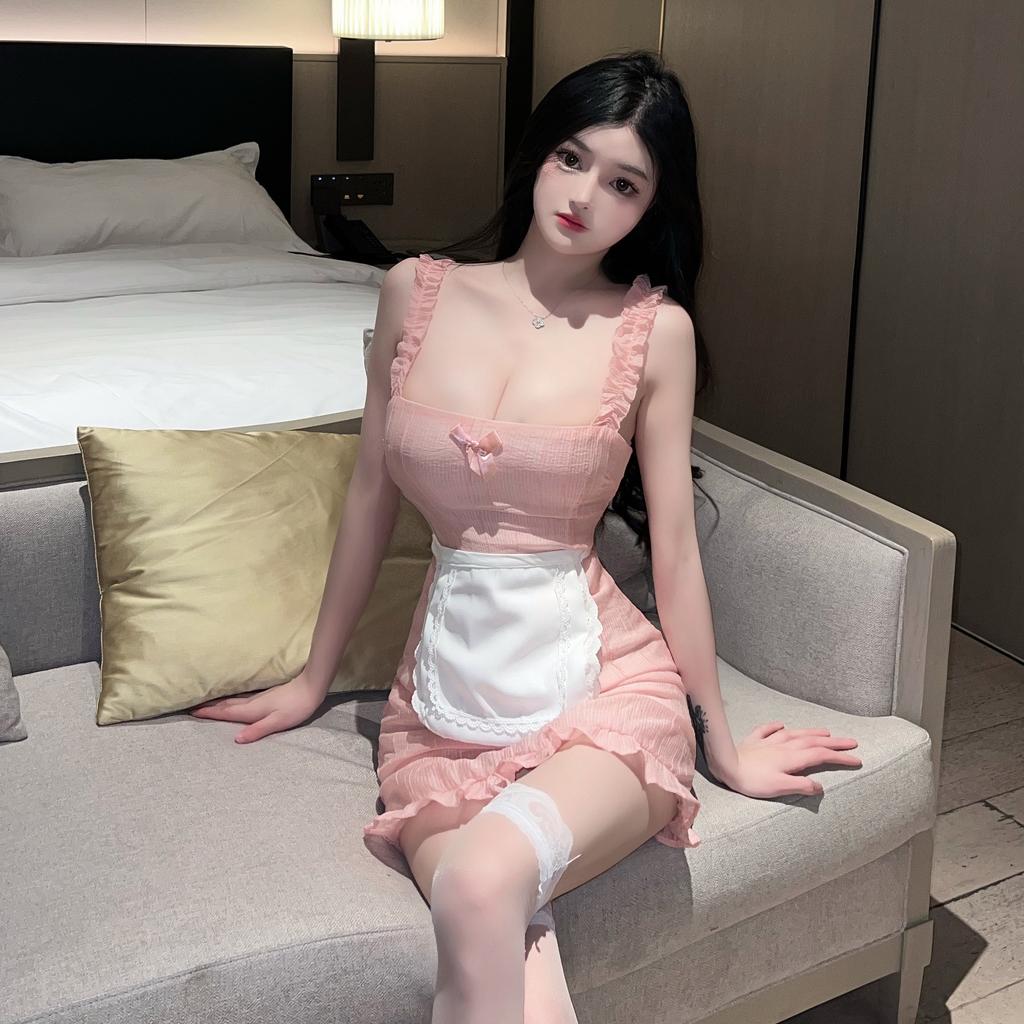 Sexy Lingerie Japanese Pure Little Maid Can Role-play Sexy Perspective Girl Suspender Dress