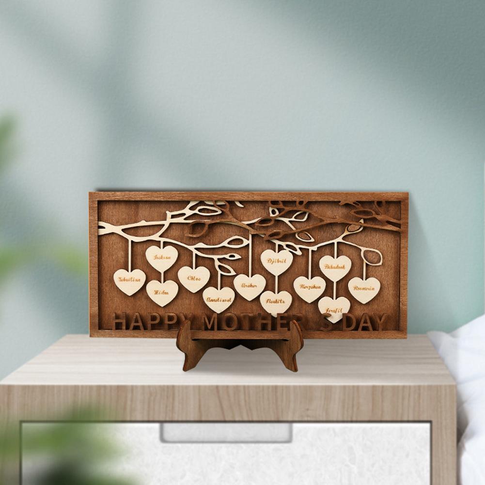 Family Sign Ornament Carved Wooden Sign Christmas Gift For Living Room Desktop Decoration