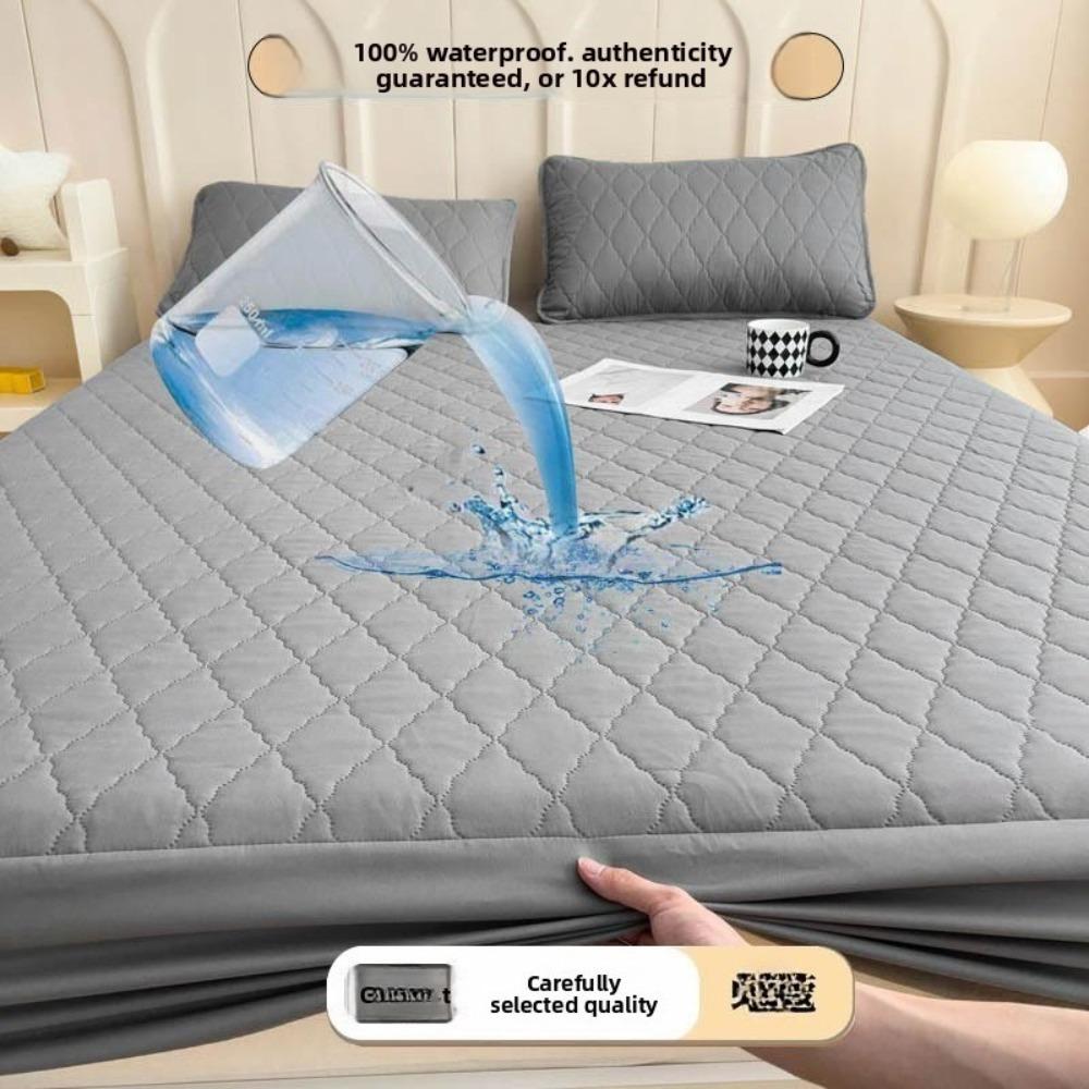 Waterproof Fitted Sheet Quilted Urine-Proof Non-Slip All-Around Mattress Protector Bed Cover Single Piece