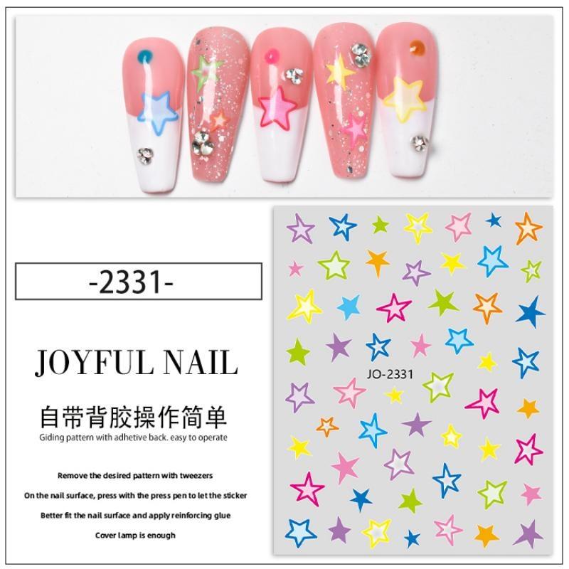 3pcs 3D Nail Art Stickers Colours Stickers for Nail Art Decoration