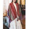Shawl Wraps for Women Boho Knit Poncho Ladies Rainbow Casual Loose Striped Fringe Blanket Scarf