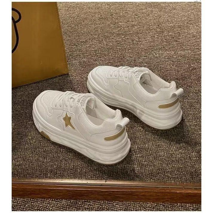

Fashion thick-soled star little white shoes 2025 spring and autumn new foreign style ins versatile height-increasing board shoes casual sports shoes 40 белый