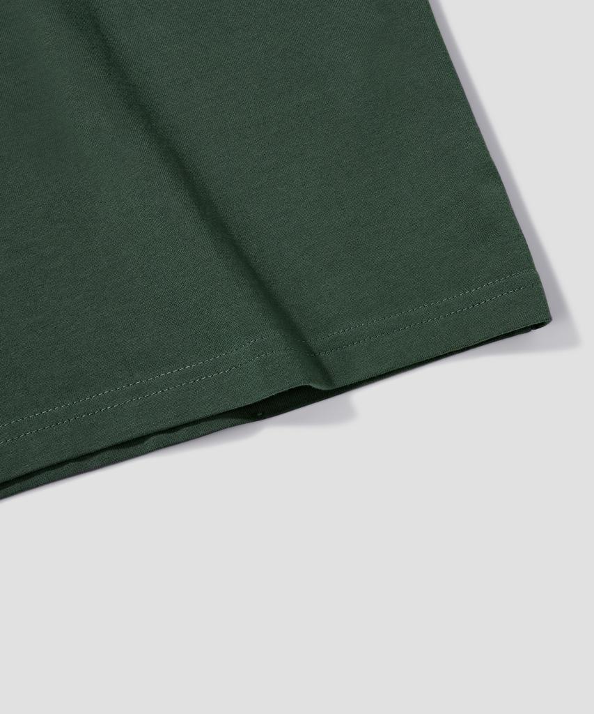 AGOD Übergroßes Vintage Rugby Kurzarm-T-Shirt [Tiefgrün]