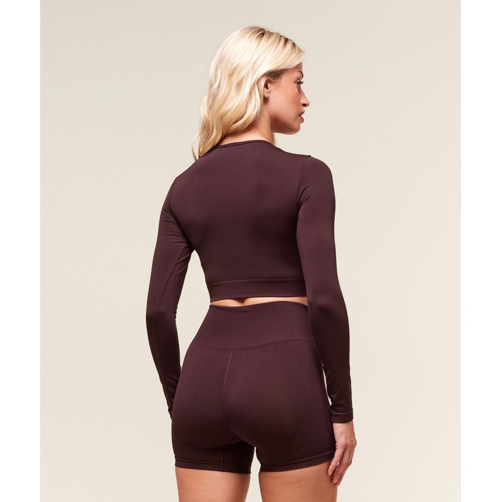 Gymshark Everyday Seamless Long Sleeve Crop Top Cherry Purple B7a2s Pcds