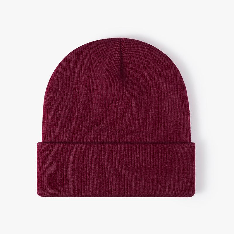 Unisex Winter Warm Ribbed Knitted Hat Acrylic Beanie with Custom Logo Digital Printing Solid Color and Cuffed Design
