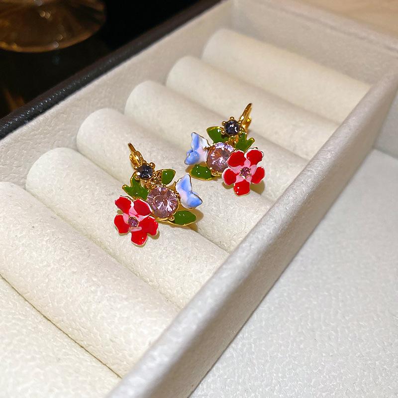 Diamond-set pearl double-sided earrings Korean ins temperament cold wind earrings fashion design earrings women