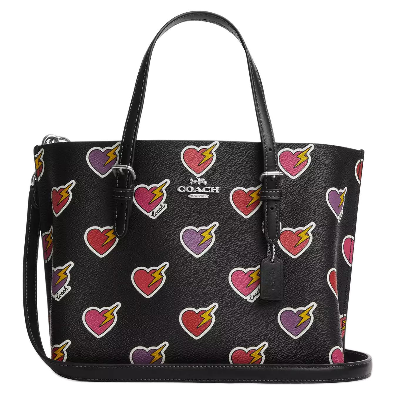 Coach Mollie Heart Bolt Print Coated Canvas Tote Bag Women tote bags Black CW435-SVA47 Basic Set (Bag+Dust Bag)