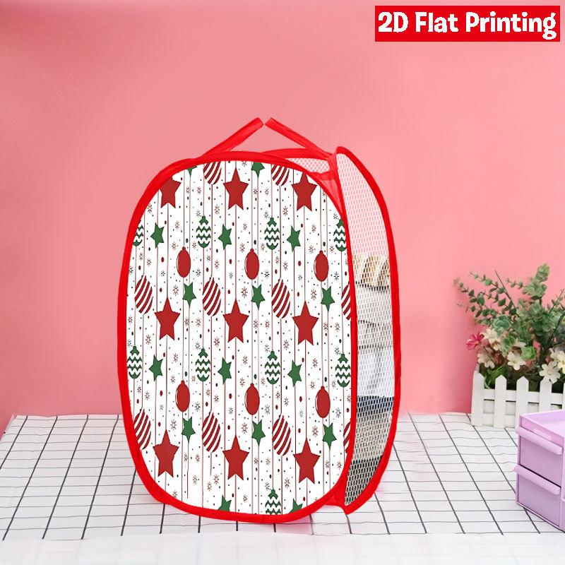 1Pcs Christmas Red Black Plaid Snowman Pop-Up Laundry Hamper Expandable Mesh Hamper Basket for Room Bedroom Bathroom Organization Contemporary Storage