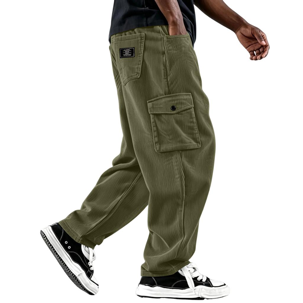 Pantaloni da uomo in velluto a coste con sei tasche e