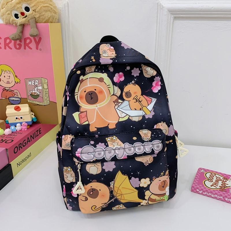 School Bag Kapibara Children's Bag Cartoon Love Large Capacity Lightweight Versatile Backpack