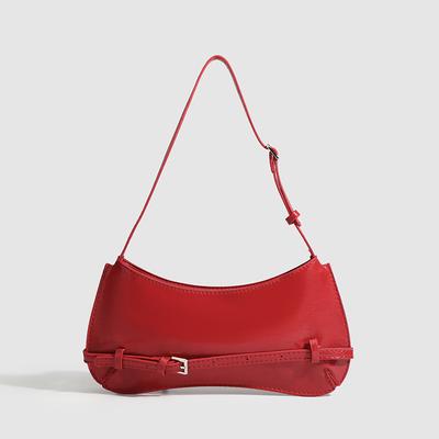 Bolsa de Nicho Francesa Bolsa de Ombro da Moda Bolsa Retrô Textura Bolsa de Axila Vermelha Bolsa de Casamento Mulheres