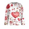 Women's Fashion Valentine's Day Heart Printed Long Sleeve Knitted Cardigan Button Jacket